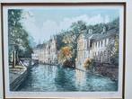 Prachtig schilderij Brugse binnenstad van 'Legarf', Antiek en Kunst, Ophalen of Verzenden