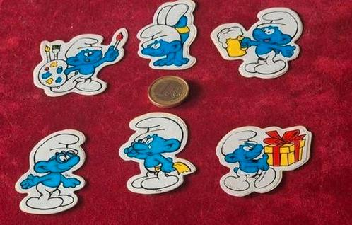 6 kleine stickers Smurfen/Schlümpfe/Schtroumpf, Verzamelen, Stripfiguren, Zo goed als nieuw, Smurfen, Ophalen
