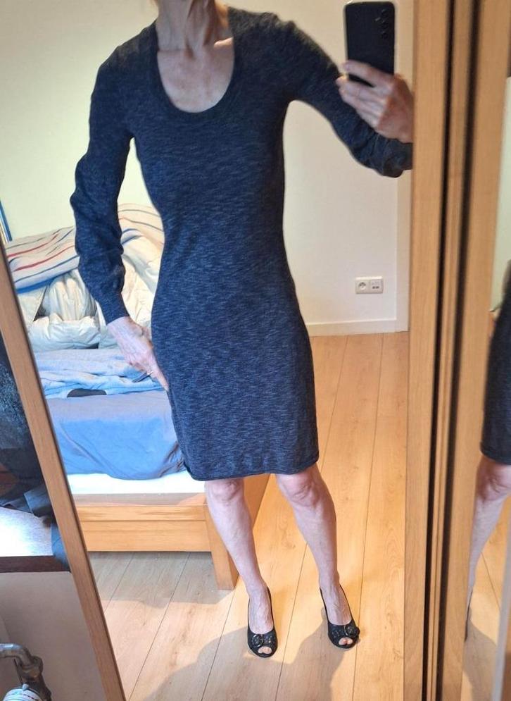 Claudia Sträter robe 100% laine merinos t.36/S, Kleding | Dames, Jurken, Gedragen, Maat 36 (S), Grijs, Boven de knie, Ophalen of Verzenden