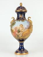 Antieke Romantische Kobalt blauw vaas, Ophalen of Verzenden