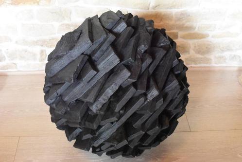Sculpture Boule en Bois Brûlé et Ciré, Antiek en Kunst, Kunst | Beelden en Houtsnijwerken, Ophalen of Verzenden