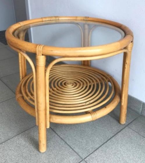 Salontafel  bamboe met glas 😍💑🎁🤗👌, Antiek en Kunst, Antiek | Meubels | Tafels, Ophalen