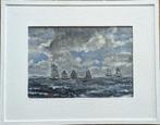 "Zeilboten aan de horizon" Ingelijst schilderij, Antiek en Kunst, Verzenden