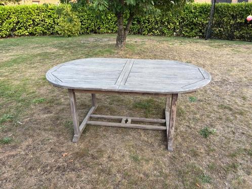 Uitschuifbare tuintafel teak, Tuin en Terras, Tuintafels, Gebruikt, Ovaal, Teakhout, Ophalen