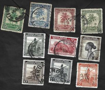 10 Postzegels Belgisch Congo1942 Palmbomen voorrang Fr beschikbaar voor biedingen