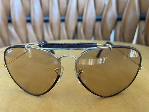 ZELDZAME Vintage B&L Ray-Ban Aviator Leather zonnebril A14, Handtassen en Accessoires, Zonnebrillen en Brillen | Heren, Gebruikt