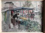 schilderij Karel Heymans (1899-1974) Marktscene, Antiek en Kunst, Ophalen of Verzenden