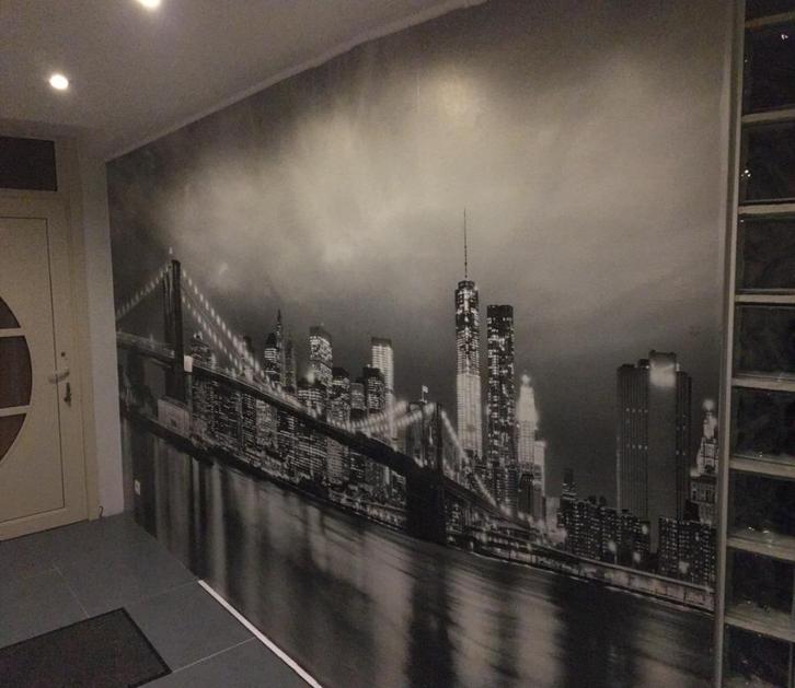 Wandfoto Brooklyn Bridge 368x254cm(incl lijm)- feature wall, Huis en Inrichting, Stoffering | Behang, Ophalen of Verzenden
