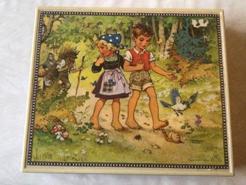 Vintage blokken puzzel doos sprookjes Lungers Hausen Roodkap beschikbaar voor biedingen