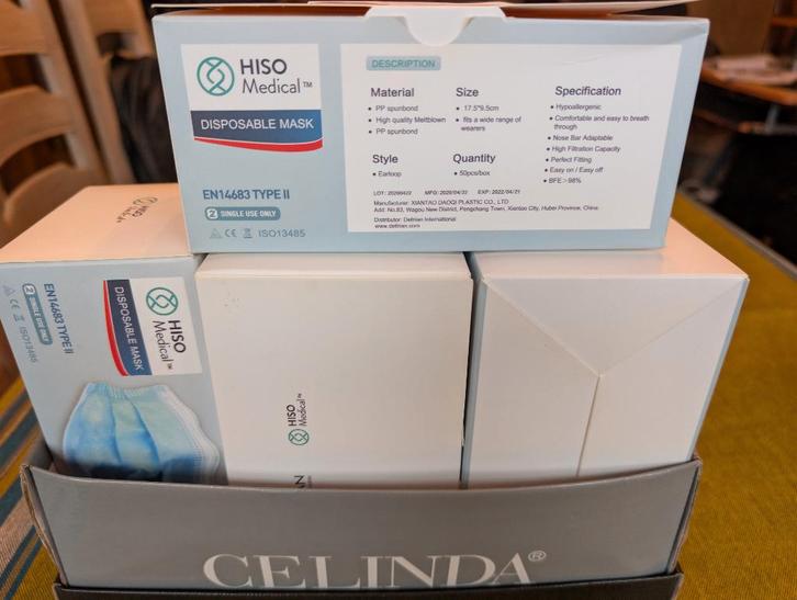 Mondmaskers 9 dozen van 50 stuks HISO Medical, Diversen, Verpleegmiddelen, Nieuw, Ophalen
