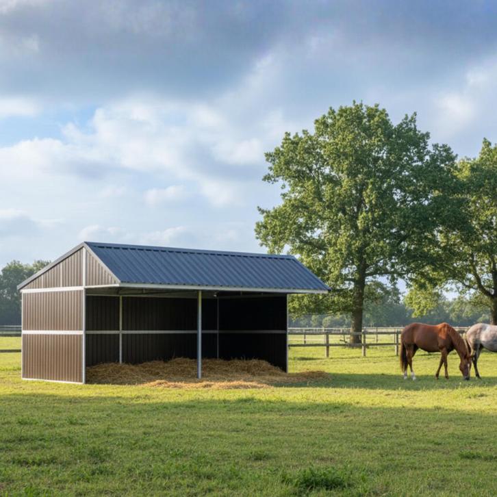 Schuilstallen | Diverse afmetingen | Onderhoudsvrij, Dieren en Toebehoren, Stalling en Weidegang, Stalling, Weidegang, 4 paarden of pony's of meer