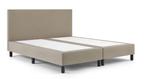 Mooie boxspring te koop: 160x200 / Beige / Lederlook, Huis en Inrichting, Slaapkamer | Boxsprings, Ophalen, Gebruikt, Beige, Tweepersoons