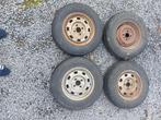 4 roues complètes remorque 155 R13 78 entraxe 4x100, Auto-onderdelen, Banden en Velgen, Ophalen, Gebruikt, 155 mm, 13 inch