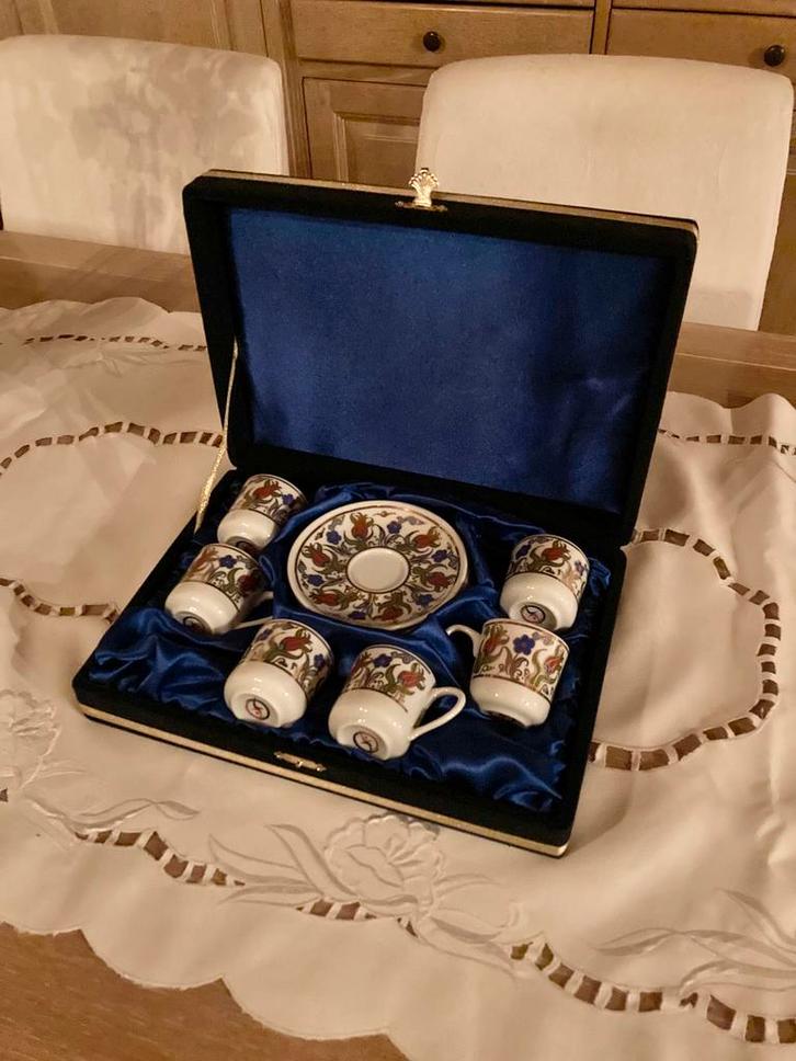 Turks koffieservies 6-delig – İznik/Tulp motief – luxe, Antiek en Kunst, Antiek | Zilver en Goud, Goud, Zilver, Verzenden