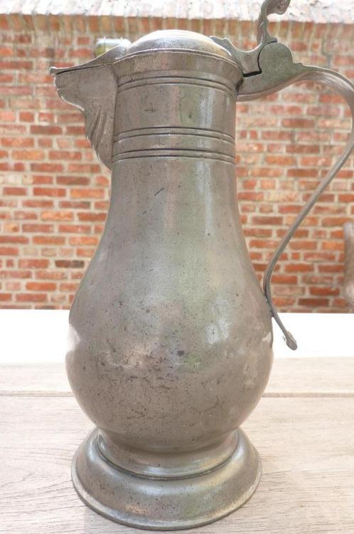 Kanister Tin 2-liter Inhoud eendebek met  dubbele sluiting, Antiek en Kunst, Antiek | Tin, Ophalen of Verzenden