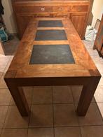 Eettafel in teak ingelegd met lavasteen, Ophalen