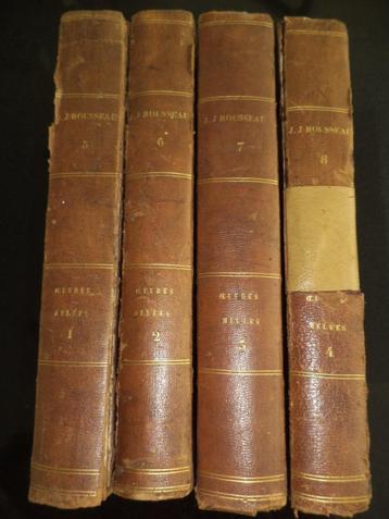 1776 Jean Jacques Rousseau Oeuvres mêlées Londres 4 TOMES