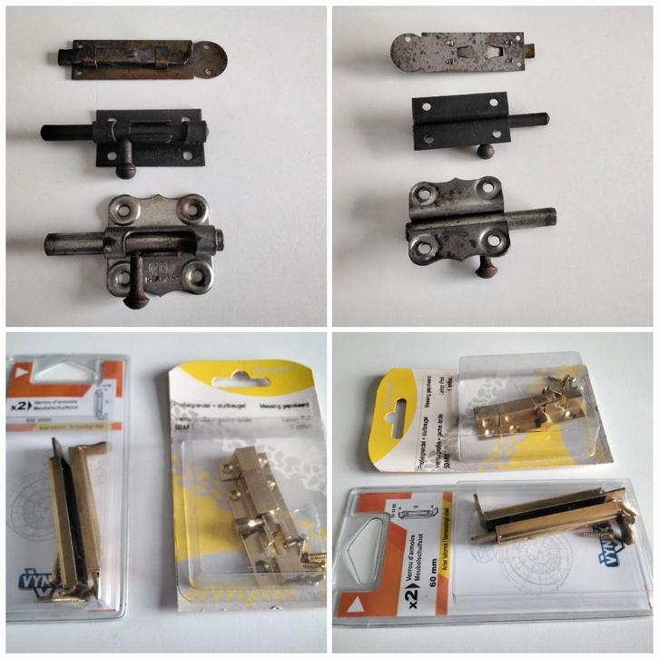 Lot de verrous /3 anciens en acier /2 laiton massif NEUF, Bricolage & Construction, Serrurerie de bâtiment & Dispositif de fermeture