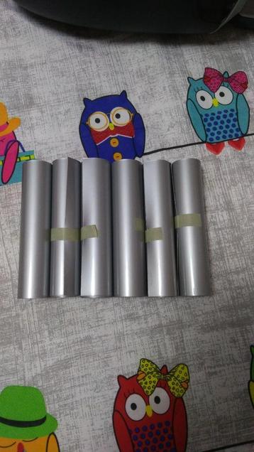 6 minis rouleaux Vinyles adhésifs permanents gris aluminium 