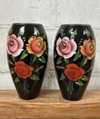 vases s/2 Booms en verre, roses des années 1950, Antiquités & Art, Antiquités | Verre & Cristal, Enlèvement ou Envoi