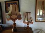 2 Rustieke tafellampen + Vlaamse luster, Ophalen, Gebruikt, 50 tot 75 cm, Glas