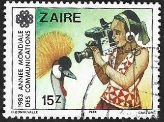 1 Postzegel  Wereldcommunicatiejaar Zaïre 1984, Enlèvement ou Envoi, Autres pays, Affranchi