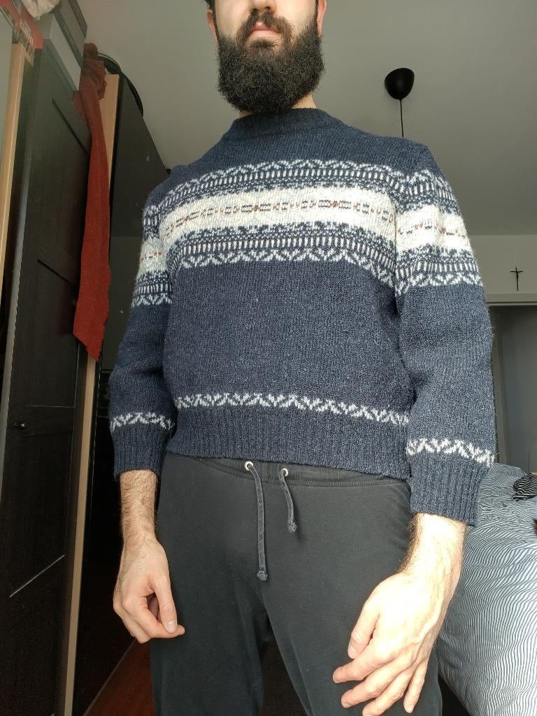 vintage wollen trui met winter retro print Parcours maat 50, Ophalen of Verzenden, Gedragen, Parcours, Maat 48/50 (M)