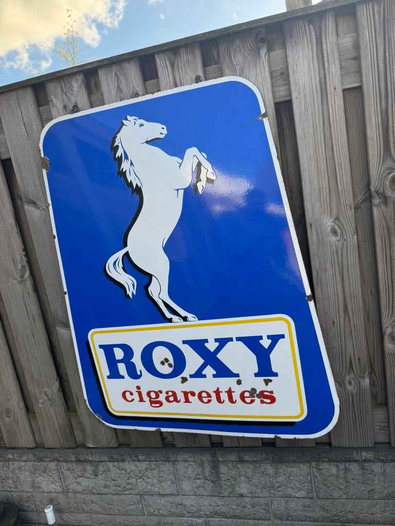 ROXY sigaretten emaile reclamebord XL, Ophalen, Gebruikt, Reclamebord
