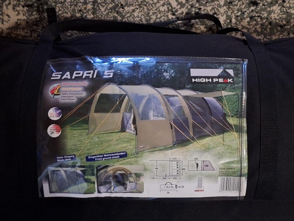 High Peak Sapri 5 - 5-persoonstent (zo goed als nieuw), Caravans en Kamperen, Tenten, tot en met 5, Zo goed als nieuw, Ophalen