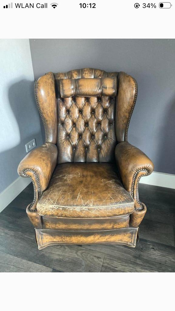 Fauteuil bruin leder, Enlèvement, Utilisé