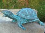 Bronzen schildpad, groene schaal, waterstraal, Tuin en Terras, Ophalen of Verzenden, Nieuw, Overige materialen, Fontein