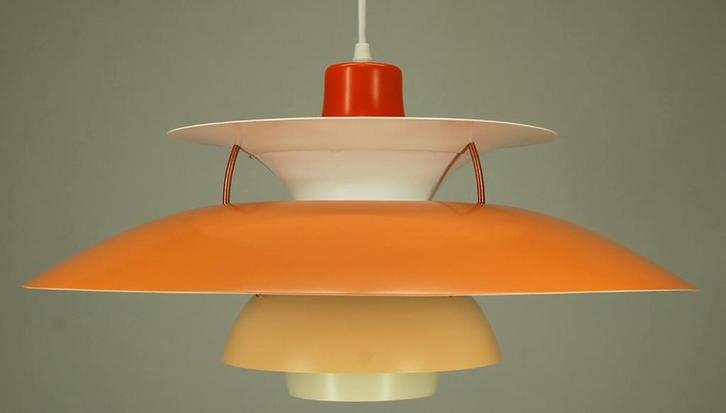 Vintage vroege 1960's Louis Poulsen PH5 hanglamp, Huis en Inrichting, Woonaccessoires | Overige, Zo goed als nieuw, Oranje, Vintage