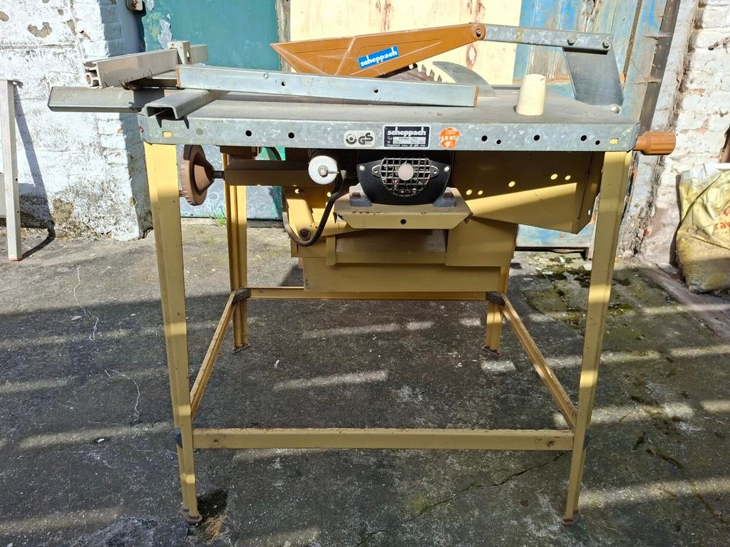 Scie à table Scheppach avec table à rouleaux et guide., Bricolage & Construction, Enlèvement, Comme neuf