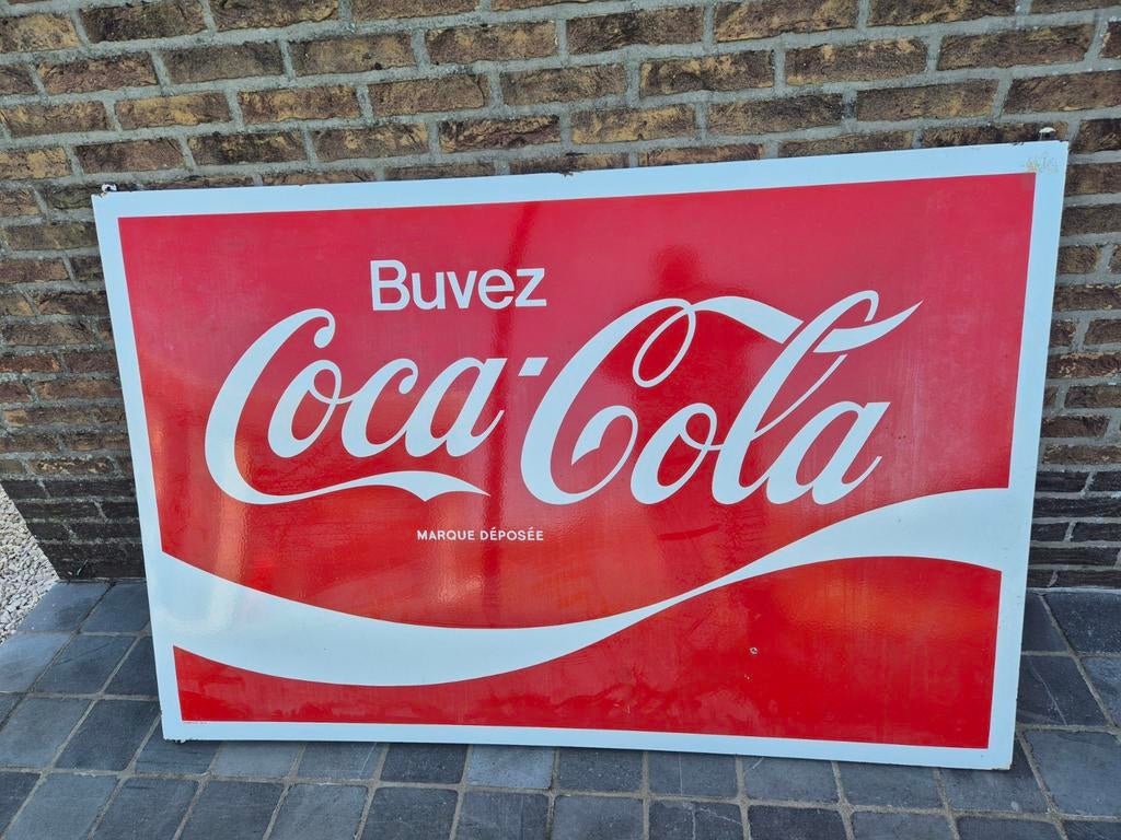 Groot Coca cola emaille bord 1974 en topstaat!, Ophalen