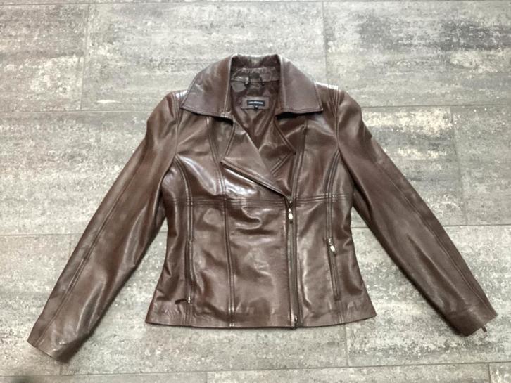 Biker jas Caroline Biss 40/42, Kleding | Dames, Jassen | Zomer, Zo goed als nieuw, Maat 42/44 (L), Bruin, Ophalen of Verzenden