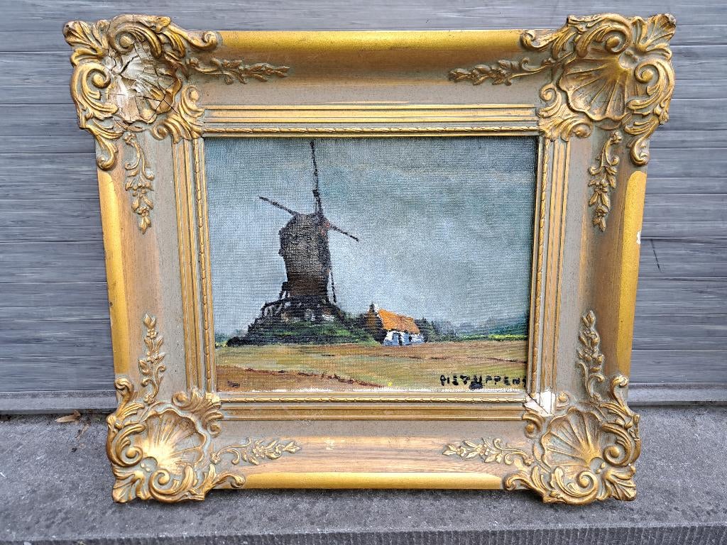 Huile sur toile signe piet lippens, Antiek en Kunst, Kunst | Schilderijen | Klassiek, Ophalen of Verzenden
