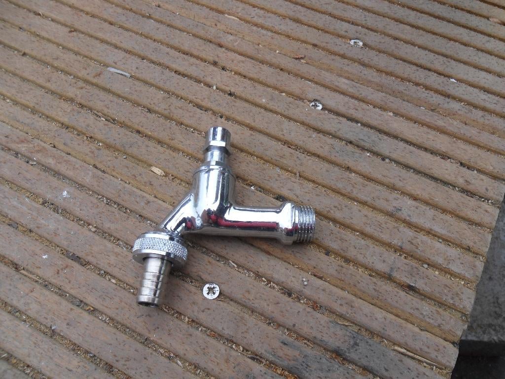 dubbeldienstkraan chroom 1/2 met sleutel, Doe-het-zelf en Bouw, Sanitair, Ophalen, Nieuw, Chroom