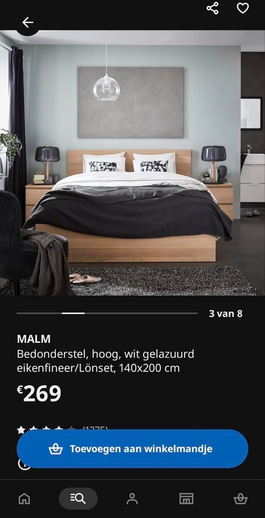 Malm bed 140 x 200 cm, Huis en Inrichting, Slaapkamer | Boxsprings, 160 cm, 200 cm, Ophalen