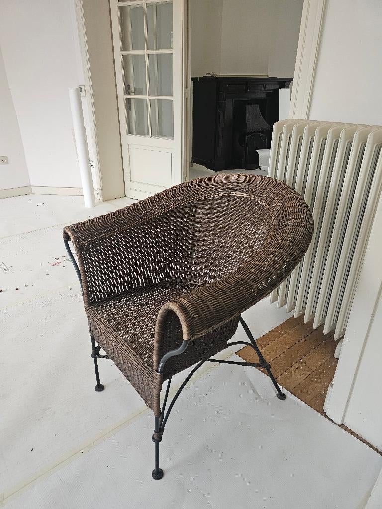 rieten stoelen, Ophalen, Gebruikt, Bruin, Metaal