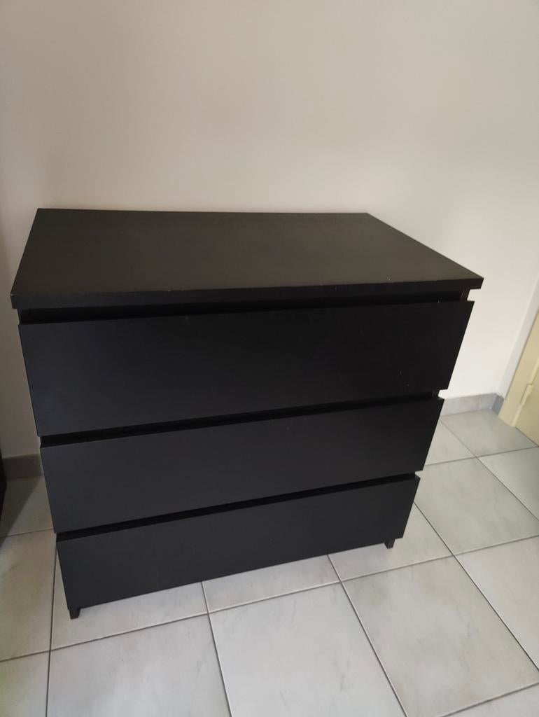 Zwarte ladekast 3 lades MALM Ikea 80x78 cm, Enlèvement