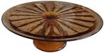 grote amberkleurige taartschotel op voet, Antiquités & Art, Antiquités | Verre & Cristal, Enlèvement