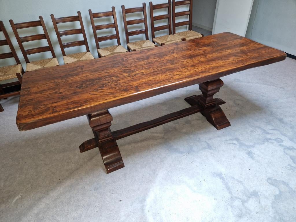 Table de monastère rural français 240 cm, Enlèvement, Chêne