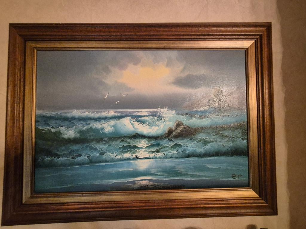 schilderij zeezicht, Antiek en Kunst, Ophalen