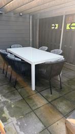 Tuintafel tot  10 of 12 personen uitschuifbaar wit glas, Table à dinner, Salons de jardin, Enlèvement, Utilisé