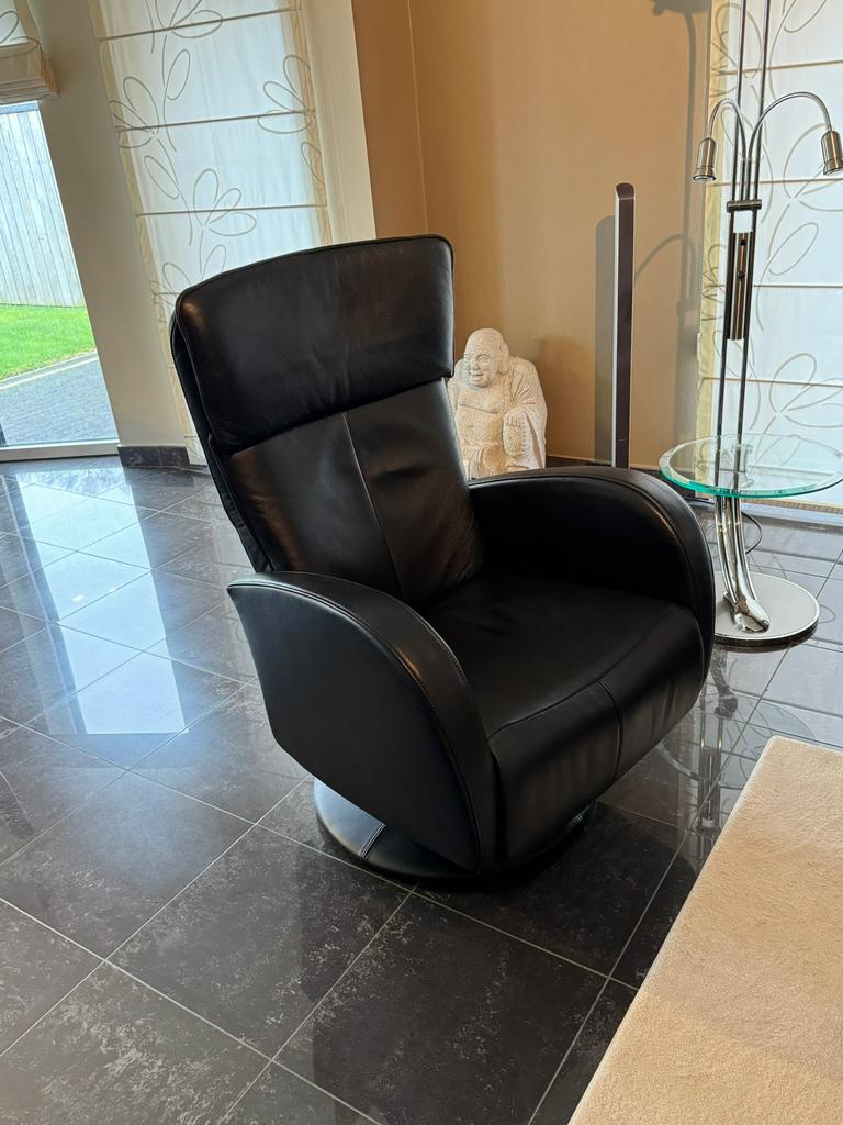 Zwarte lederen relax, Ophalen, Zo goed als nieuw