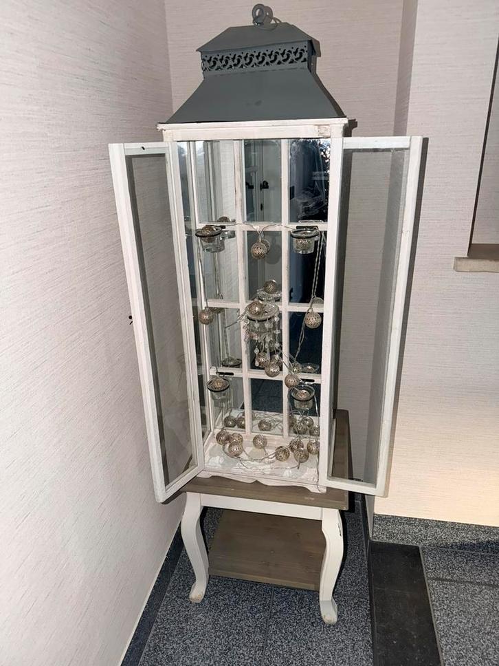 Grote lantaarn/landelijk - Decoratie hout en glas, Huis en Inrichting, Kasten | Vitrinekasten, Gebruikt, 100 tot 150 cm, 50 tot 100 cm