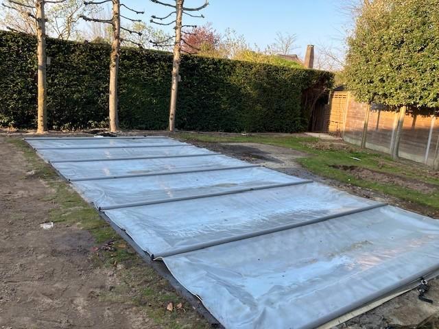 Calypso stavendekzeil met manuele zwengel 880cm x 390 cm, Tuin en Terras, Zwembad-toebehoren, Afdekzeil, Ophalen