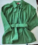 Vintage groen linen vest met centuur, Ophalen, Maat 42/44 (L), Zo goed als nieuw, Jasje