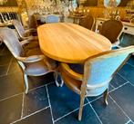 6 belles chaises en chêne avec revêtement taupe, Maison & Meubles, Chaises, Brun, Enlèvement, Tissus, Louis XV