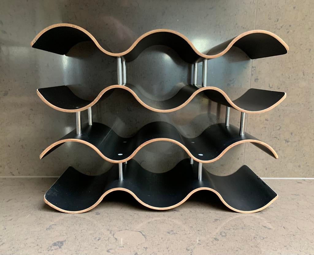 Casier à vin design en bois/métal, Enlèvement ou Envoi, Comme neuf, Bois